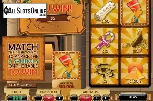 Game workflow. Pharaoh's Kingdom Scratch from Playtech