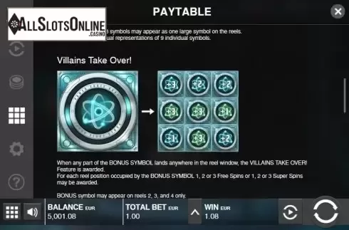 Paytable 3. Power Force Villains from Push Gaming