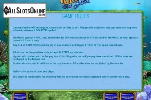 Paytable 2. Riches of the Sea from 2by2 Gaming