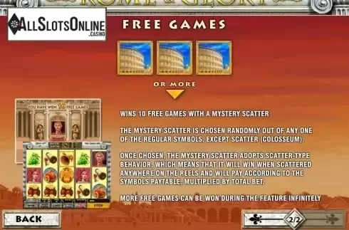 Paytable 3. Rome & Glory from Playtech