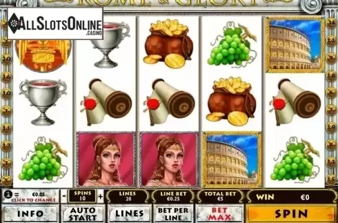 Game Workflow screen. Rome & Glory from Playtech