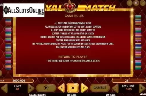Game Rules screen