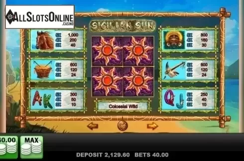 Paytable. Sicilian Sun from edict