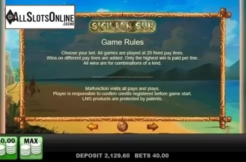 Game Info. Sicilian Sun from edict
