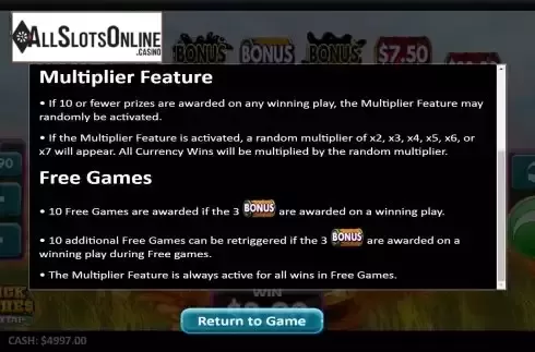 Features screen