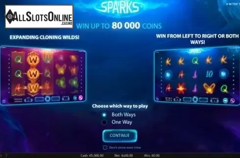 Screen2. Sparks from NetEnt