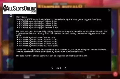 Free Spins screen