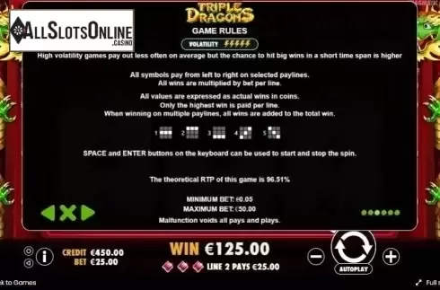 Rules. Triple Dragons (Pragmatic Play) from Pragmatic Play