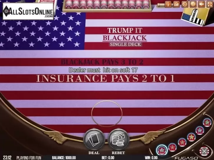 Game Screen 1. Trump It Blackjack Single Deck from Fugaso