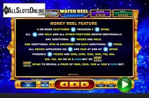 Money reel feature screen