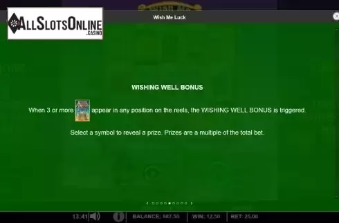 Wishing well bonus screen