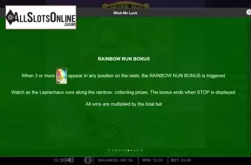 Rainbow run bonus screen