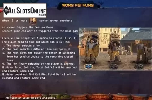 Bonus Game. Wong Fei Hung from SimplePlay