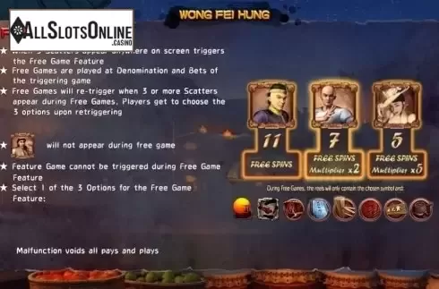 Free Spins. Wong Fei Hung from SimplePlay