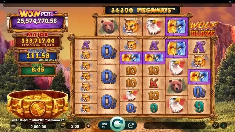 Wolf Blaze WOWPOT! Megaways slot screenshot 1