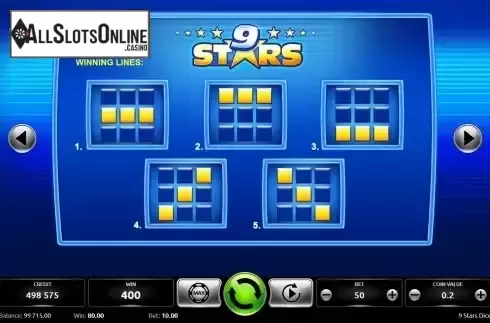 Paylines screen