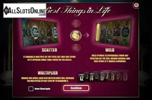 Win presentation. Best Things in Life from iSoftBet