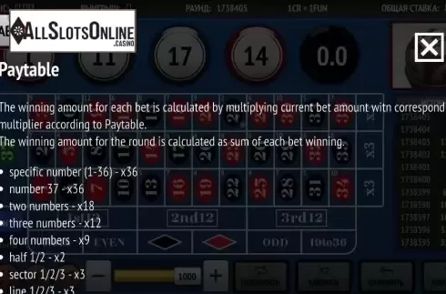 Paytable 3. Bingo 37 from InBet Games