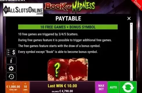 Features 2. Book of Madness from Gamomat