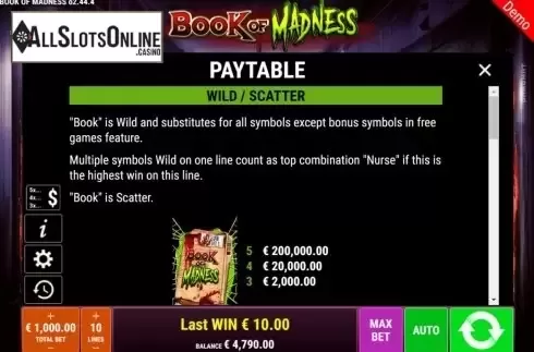 Features 1. Book of Madness from Gamomat