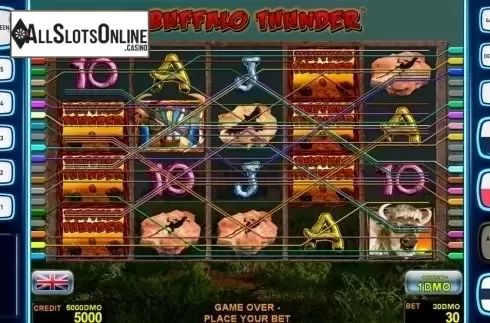 Reels screen. Buffalo Thunder Deluxe from Novomatic