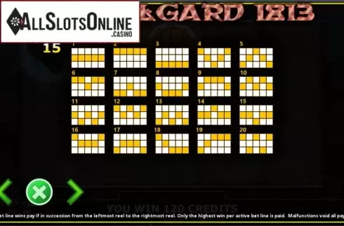 Paylines. Castlegard 1813 from Fils Game