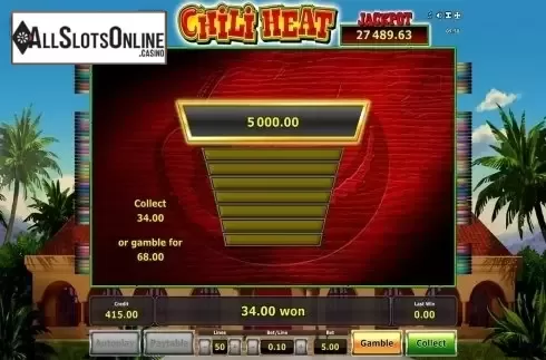 Gamble screen. Chili Heat (Green Tube) from Greentube