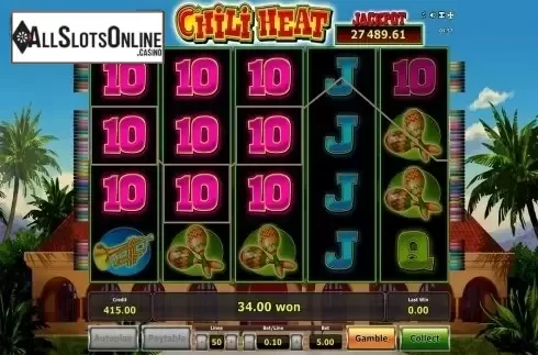 Win screen. Chili Heat (Green Tube) from Greentube