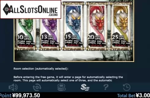 Paytable 5. Dragon Skies from Virtual Tech