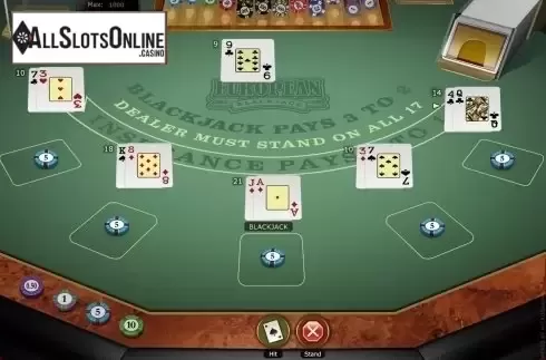Game Screen. European Blackjack Gold MH from Microgaming