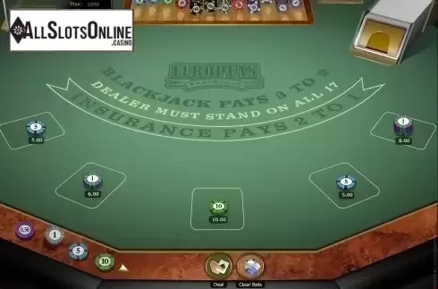 Game Screen. European Blackjack Gold MH from Microgaming