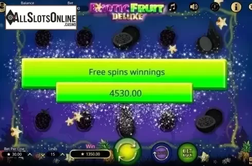 Free spins winnings. Exotic Fruit Deluxe from Booming Games