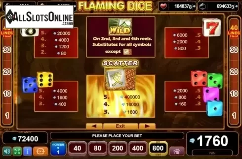Symbols. Flaming Dice from EGT