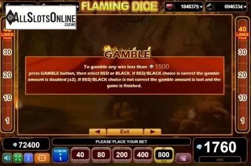 Features. Flaming Dice from EGT