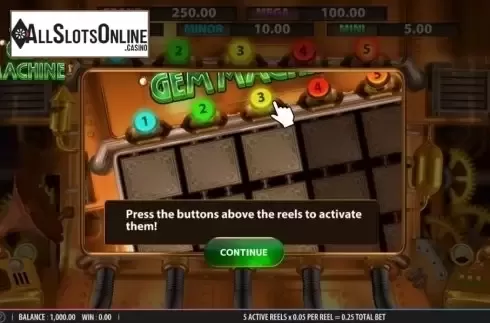 Start Screen. Gem Machine from Bally