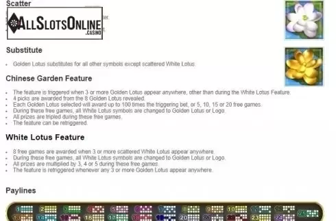 Features. Golden Lotus (RTG) from RTG