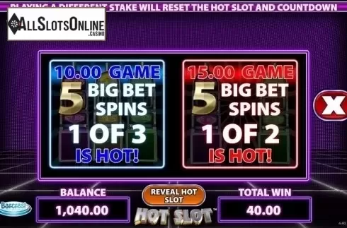Gamble screen. Hot Slot (Barcrest) from Barcrest