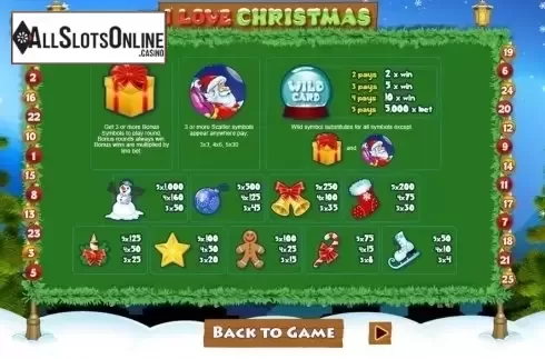 Paytable 1. I Love Christmas from Pariplay