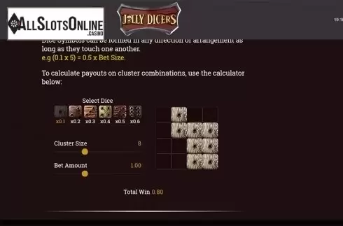 Paytable 2. Jolly Dicers from DiceLab