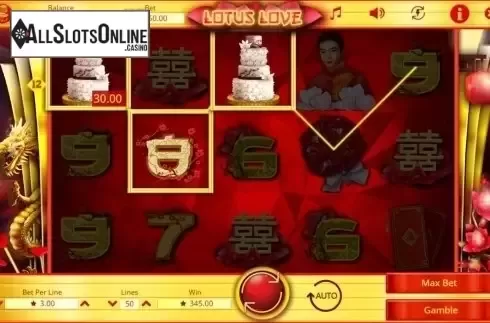 Wild Win screen. Lotus Love from Booming Games