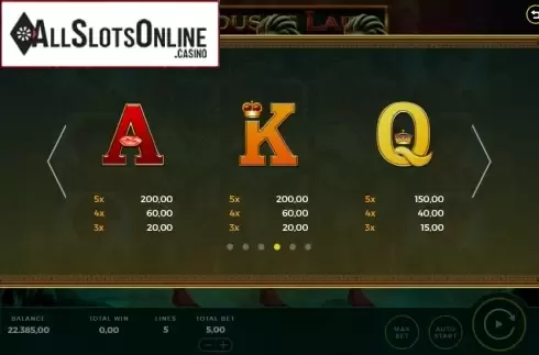 Paytable 3. Meduza's Liar from Bally Wulff