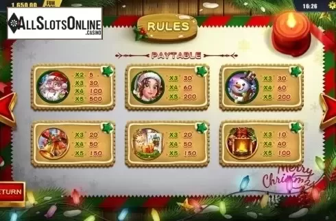 Paytable 1. Merry Xmas (Dream Tech) from Dream Tech