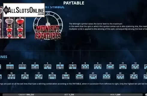 Pay Lines screen