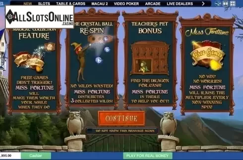 Game features. Miss Fortune from Playtech