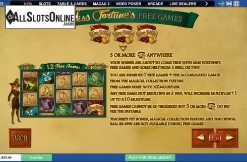Paytable 4. Miss Fortune from Playtech