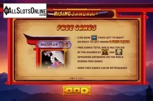 Paytable 2. Rising Samurai from Skywind Group