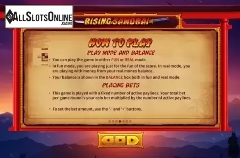 Paytable 4. Rising Samurai from Skywind Group