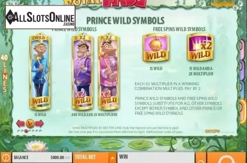 Paytable 3. Royal Frog from Quickspin