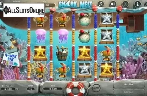 Game Workflow screen. Shark Meet from Booming Games