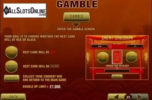Paytable 3. Silent Samurai JP from Playtech